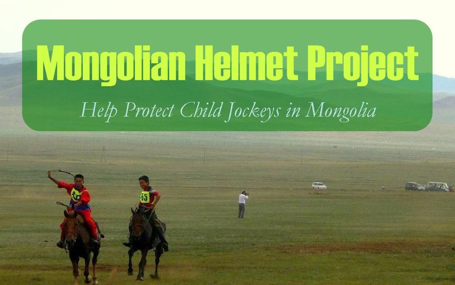 Mongolian Helmet Project: Help Protect Child Jockeys in Mongolia, over two young riders racing across the steppe