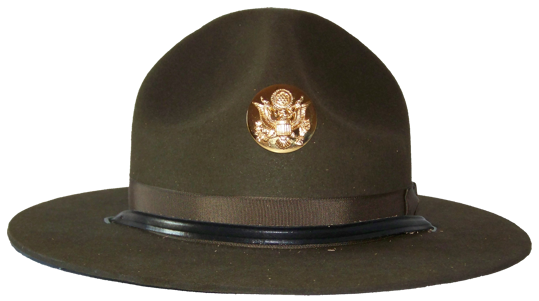 A U.S. Army drill sergeant's campaign hat, like the one Forrest sees at basic training