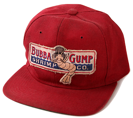 A red Bubba Gump Shrimp Co. cap