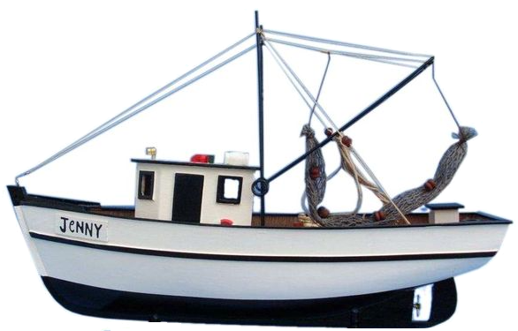A model of the Jenny, Forrest's shrimp boat