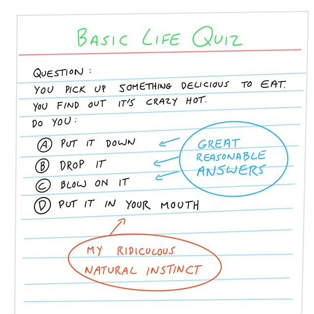 Basic Life Quiz, hand-lettered by Travis