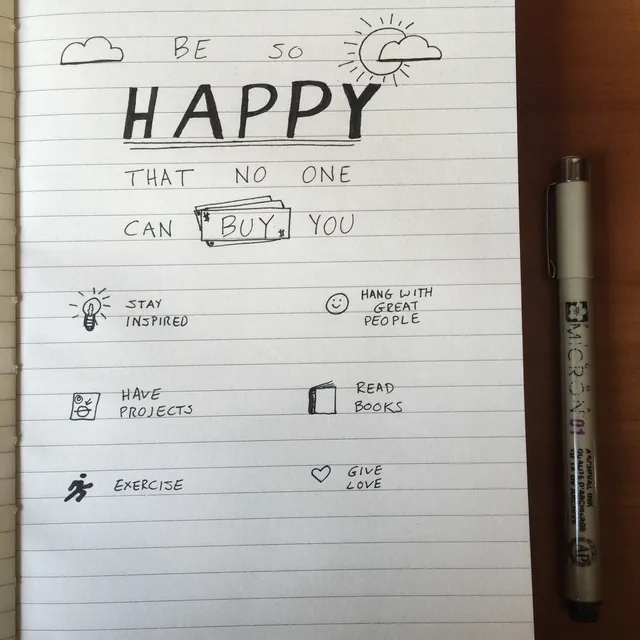 Be So Happy That No One Can Buy You, hand-lettered by Travis