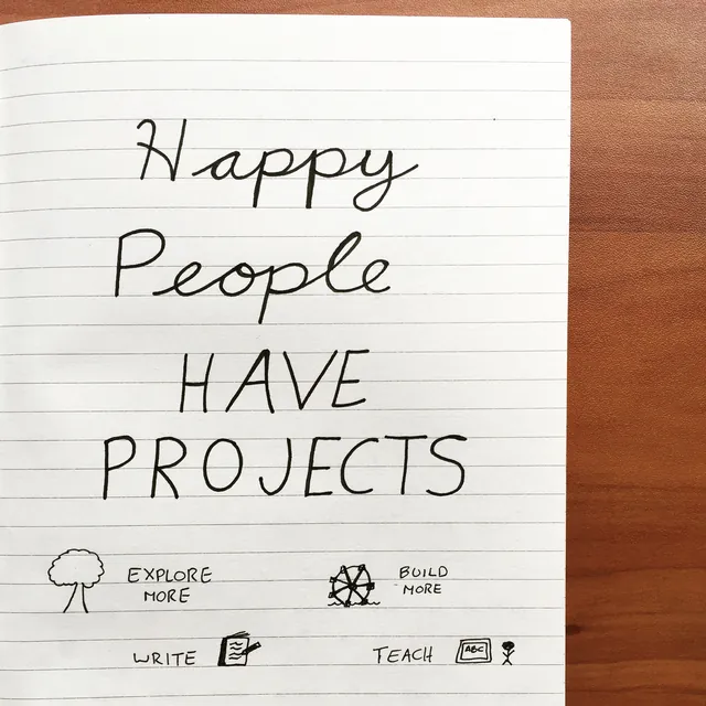 Happy People Have Projects, hand-lettered by Travis