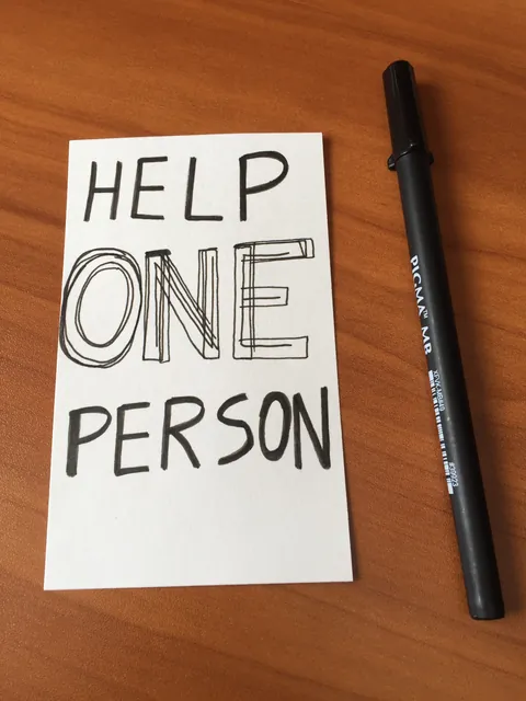 Help One Person, hand-lettered by Travis