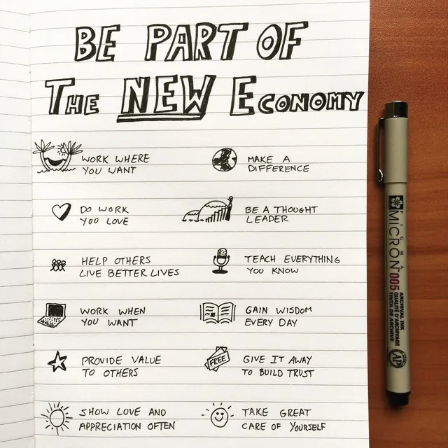 Be Part of the New Economy, hand-lettered by Travis