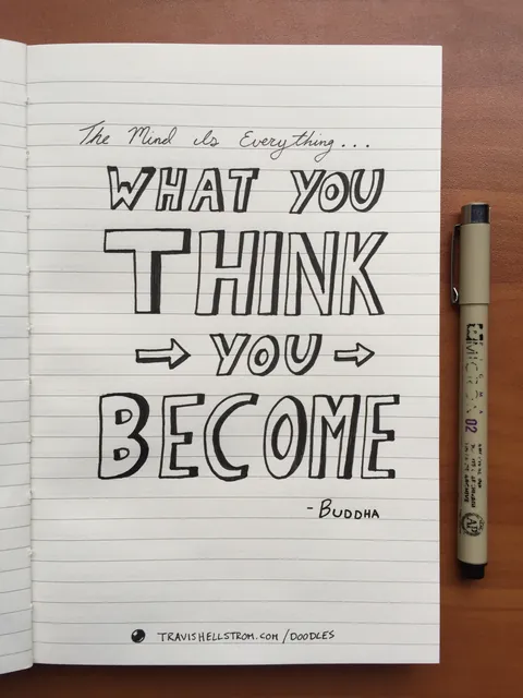 The Mind Is Everything… What You Think You Become, hand-lettered by Travis
