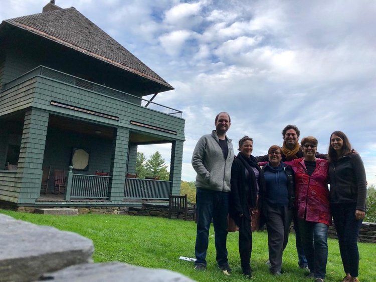 The retreat group in front of the house