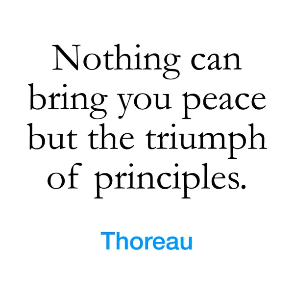 “Nothing can bring you peace but the triumph of principles.” — Thoreau